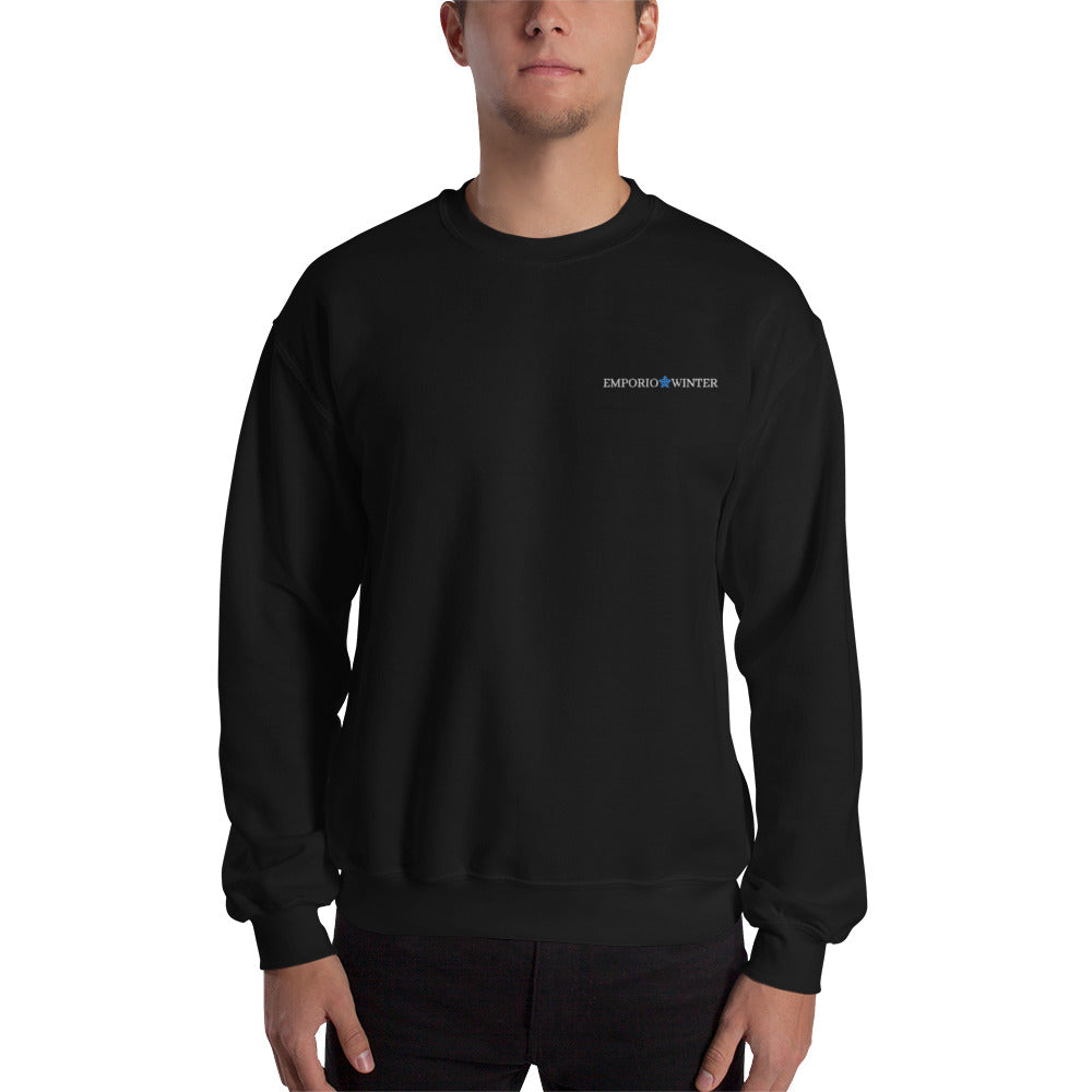 Minimal White Embroidered Logo Emporio Winter Unisex Sweatshirt EMPORIO WINTER