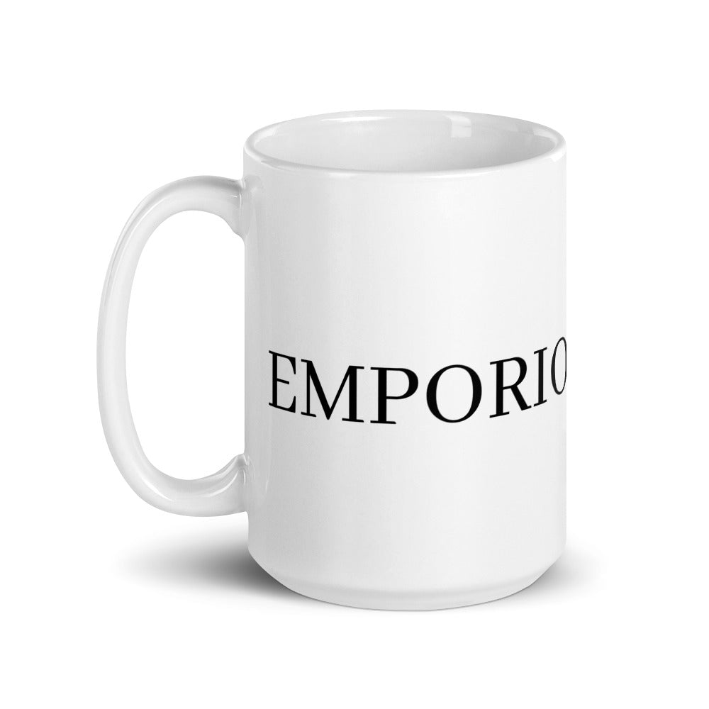 White Glossy Black Logo Emporio Winter 15oz Mug EMPORIO WINTER